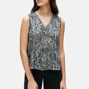 Eileen Fisher Prism Silk Organic Cotton V-Neck Blouse Top Size Large